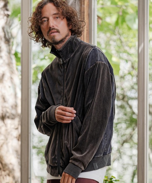 CAMBIO(カンビオ)の「mj11892-Cut Velour Corduroy Track Jacket トラックジャケット(PF-262-012)(その他アウター・メンズ・ブラック/グレー・L/M)」の4枚目の写真