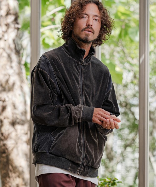 CAMBIO(カンビオ)の「mj11892-Cut Velour Corduroy Track Jacket トラックジャケット(PF-262-012)(その他アウター・メンズ・ブラック/グレー・L/M)」の5枚目の写真