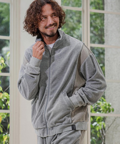 CAMBIO(カンビオ)の「mj11892-Cut Velour Corduroy Track Jacket トラックジャケット(PF-262-012)(その他アウター・メンズ・ブラック/グレー・L/M)」の9枚目の写真