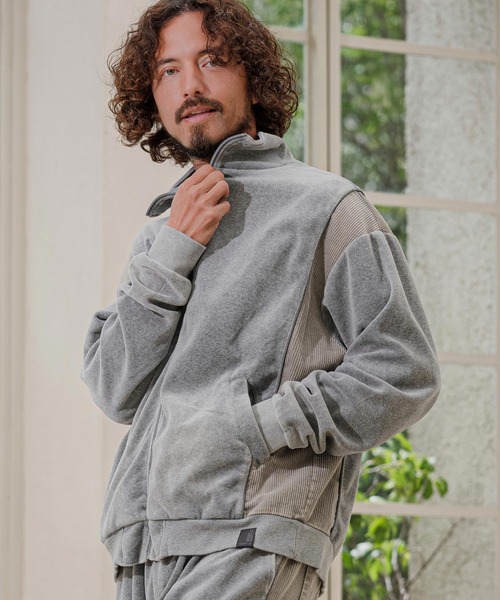 CAMBIO(カンビオ)の「mj11892-Cut Velour Corduroy Track Jacket トラックジャケット(PF-262-012)(その他アウター・メンズ・ブラック/グレー・L/M)」の10枚目の写真