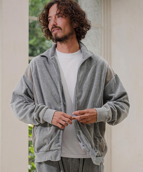CAMBIO(カンビオ)の「mj11892-Cut Velour Corduroy Track Jacket トラックジャケット(PF-262-012)(その他アウター・メンズ・ブラック/グレー・L/M)」の11枚目の写真