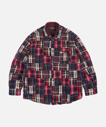 MADRAS PATCHWORK RELAXED SHIRT _ WINE
