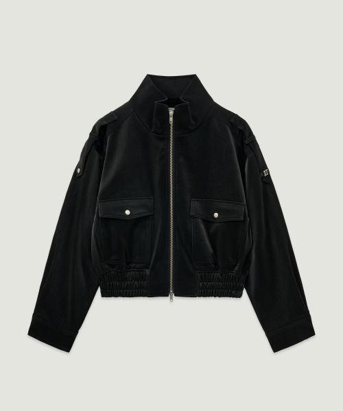 LMOOD WOMEN(エルムード ウーマン)の「グロスレザー ハイネックジャケット ブラック(ライダースジャケット・レディース・その他・36)」の2枚目の写真