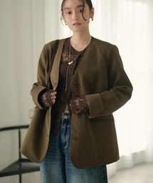 no collar single jacket /ノーカラーシングルジャケット