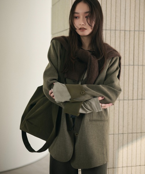 LAULEN(ローレン)の「no collar single jacket /ノーカラーシングルジャケット(ノーカラージャケット・レディース・ブラウン/グレー・FREE)」の3枚目の写真