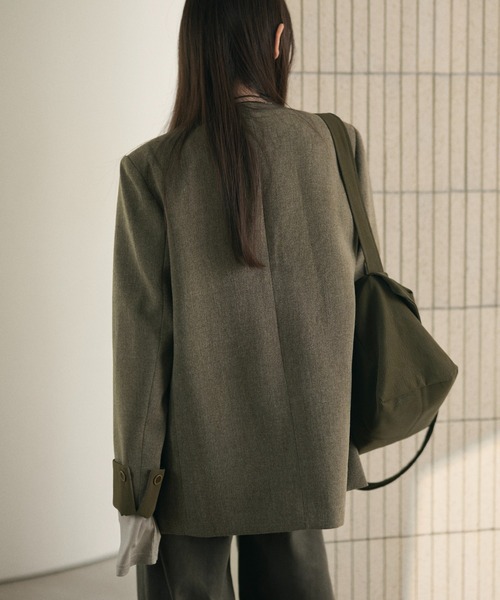 LAULEN(ローレン)の「no collar single jacket /ノーカラーシングルジャケット(ノーカラージャケット・レディース・ブラウン/グレー・FREE)」の12枚目の写真