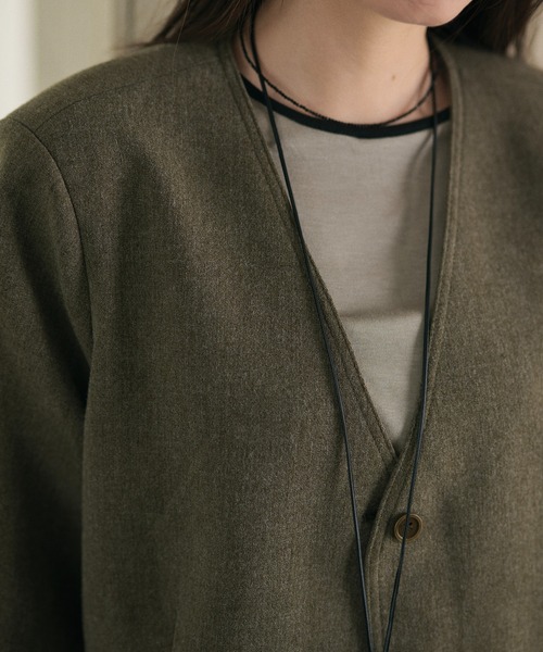 LAULEN(ローレン)の「no collar single jacket /ノーカラーシングルジャケット(ノーカラージャケット・レディース・ブラウン/グレー・FREE)」の17枚目の写真