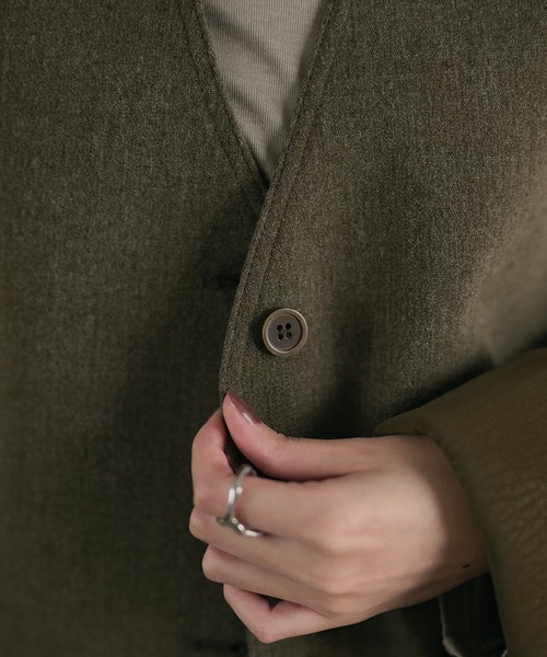 LAULEN(ローレン)の「no collar single jacket /ノーカラーシングルジャケット(ノーカラージャケット・レディース・ブラウン/グレー・FREE)」の19枚目の写真