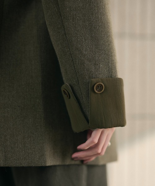 LAULEN(ローレン)の「no collar single jacket /ノーカラーシングルジャケット(ノーカラージャケット・レディース・ブラウン/グレー・FREE)」の20枚目の写真