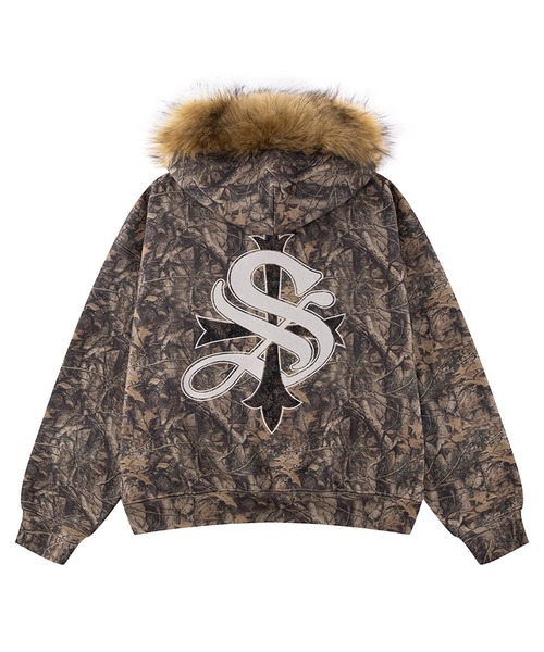 SUPPLIER(サプライヤー)の「SUPPLIER-Tree Camo Faux Fur Cross Zip Hoodie(パーカー・メンズ・カーキ・FREE)」の3枚目の写真