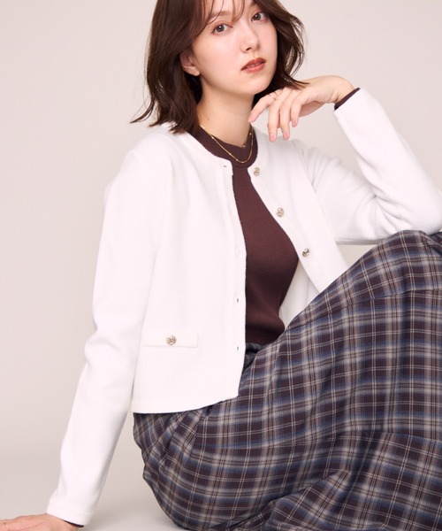MISCH MASCH(ミッシュマッシュ)の「2026秋冬新作 クリスタルラメニットジャケット(その他アウター・レディース・ブラック/ピンク/ホワイト/グレー・フリ-)」の2枚目の写真