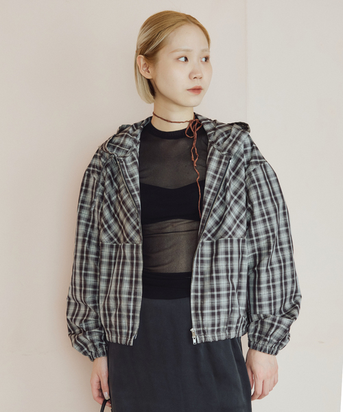 IENA LA BOUCLE(イエナラブークル)の「IENA LA BOUCLE ハイカウントチェックタフタブルゾン(その他アウター・レディース・チョコ・FREE)」の8枚目の写真