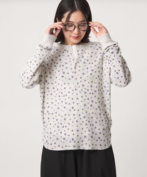 【WEB限定】<at ease>ワッフル ヘンリーネック フラワープリント カットソー