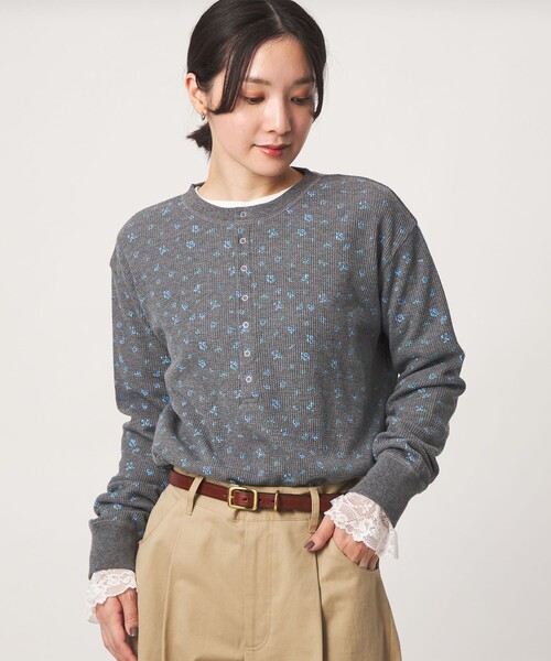 green label relaxing（グリーンレーベルリラクシング）の「【WEB限定】＜at ease＞ワッフル ヘンリーネック  フラワープリント カットソー（Tシャツ/カットソー・レディース・その他2/その他1・FREE）」の6枚目の写真