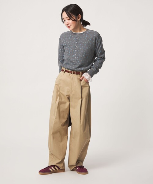 green label relaxing（グリーンレーベルリラクシング）の「【WEB限定】＜at ease＞ワッフル ヘンリーネック  フラワープリント カットソー（Tシャツ/カットソー・レディース・その他2/その他1・FREE）」の7枚目の写真