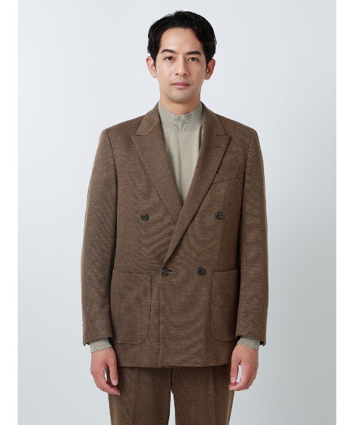 SUIT SQUARE(スーツスクエア)の「SMACTIVE/ダブルブレストジャケット/Carreman/ウォッシャブル/無地/SL04(テーラードジャケット・メンズ・ベージュ・L/M/LL)」の2枚目の写真