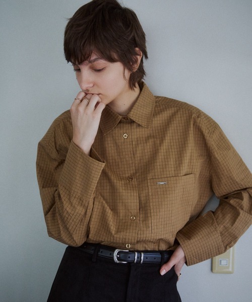 VION（ヴィオン）の「チェックショルダーパデッドシャツ / Check Shoulder Padded Shirt（シャツ/ブラウス・レディース・ホワイト/ベージュ・FREE）」の16枚目の写真