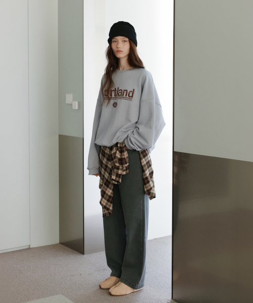 URAGO(ユラーゴ)の「Winter cotton wide denim(デニムパンツ・レディース・チャコールグレー/アイボリー・S/M/L)」の3枚目の写真