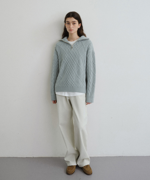 URAGO(ユラーゴ)の「Winter cotton wide denim(デニムパンツ・レディース・チャコールグレー/アイボリー・S/M/L)」の7枚目の写真