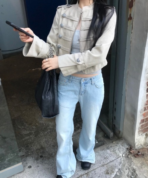 FLINEA(フリネア)の「スタンドカラーショートワークジャケット(カバーオール・レディース・ブラック/ベージュ/カーキ・FREE)」の17枚目の写真