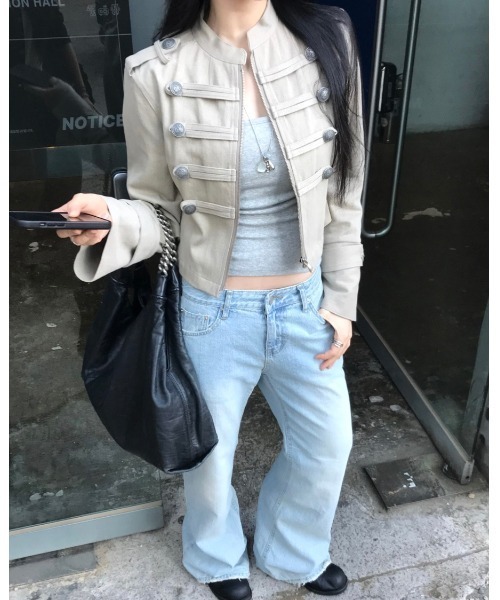 FLINEA(フリネア)の「スタンドカラーショートワークジャケット(カバーオール・レディース・ブラック/ベージュ/カーキ・FREE)」の18枚目の写真