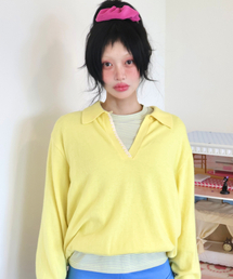 KIKOZY（キコジ）の「Sofa Shell Collar Knit_黄色の（ニット/セーター）」