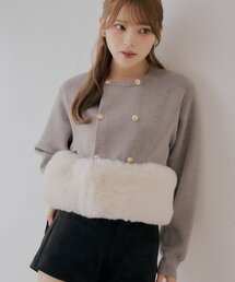 【SALON by Chico】裾ファードッキングダブルカーディガンジャケット