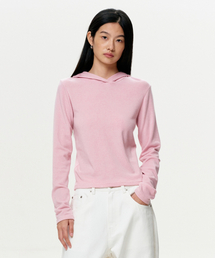 WOMEN ERA JERSEY HOODED TOP - PINK