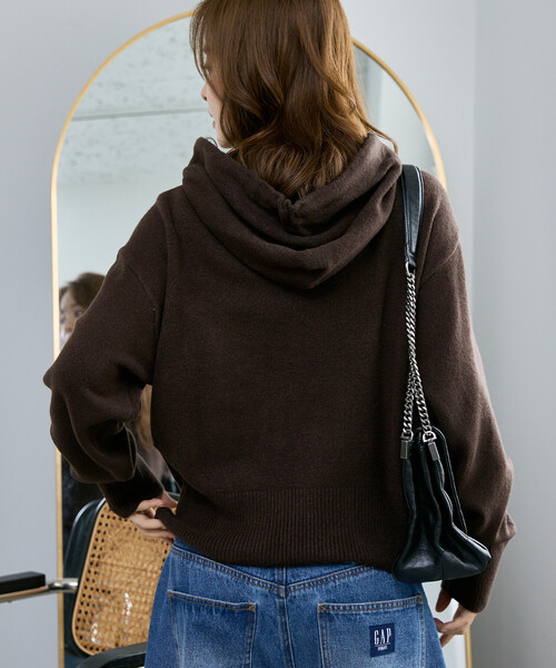 adidas（アディダス）の「adidas/アディダス ESSENTIALS KNIT HOODIE/エッセンシャルズ ニット フーディー　限定展開（パーカー・レディース・グレー/ブラウン/ベージュ・MEDIUM/SMALL）」の5枚目の写真