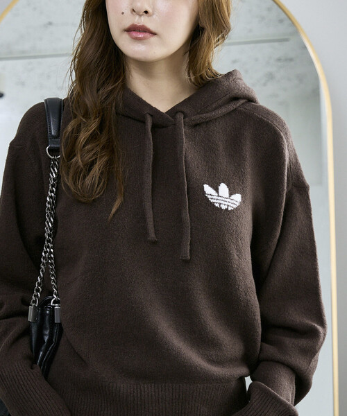 adidas（アディダス）の「adidas/アディダス ESSENTIALS KNIT HOODIE/エッセンシャルズ ニット フーディー　限定展開（パーカー・レディース・グレー/ブラウン/ベージュ・MEDIUM/SMALL）」の6枚目の写真
