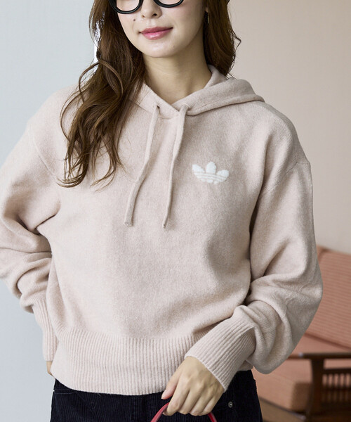 adidas（アディダス）の「adidas/アディダス ESSENTIALS KNIT HOODIE/エッセンシャルズ ニット フーディー　限定展開（パーカー・レディース・グレー/ブラウン/ベージュ・MEDIUM/SMALL）」の21枚目の写真