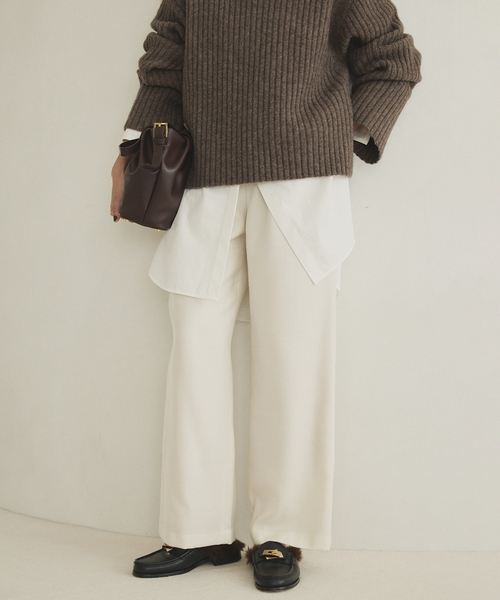 VERMEIL par iena(ヴェルメイユパーイエナ)の「《追加》ウールイージーパンツ(その他パンツ・レディース・チャコールグレー/ホワイト・38/40/36)」の2枚目の写真