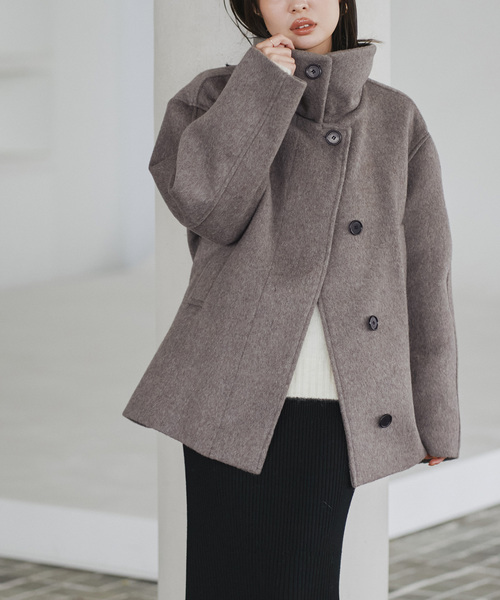 Noble（ノーブル）の「le/ル WOOL BELTED JACKET（その他アウター・レディース・ライトグレー/チャコールグレー・FREE）」の2枚目の写真