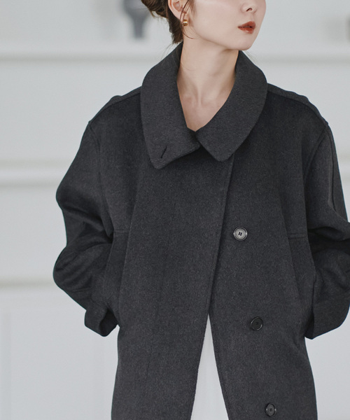 Noble（ノーブル）の「le/ル WOOL BELTED JACKET（その他アウター・レディース・ライトグレー/チャコールグレー・FREE）」の11枚目の写真