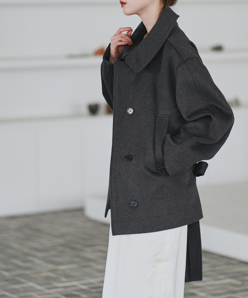 Noble（ノーブル）の「le/ル WOOL BELTED JACKET（その他アウター・レディース・ライトグレー/チャコールグレー・FREE）」の12枚目の写真