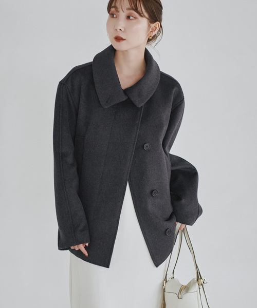 Noble（ノーブル）の「le/ル WOOL BELTED JACKET（その他アウター・レディース・ライトグレー/チャコールグレー・FREE）」の9枚目の写真