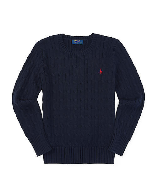 POLO RALPH LAUREN CHILDRENSWEAR(ポロ ラルフ ローレン チルドレンズウェア)の「ケーブルニット コットン セーター(ニット/セーター・キッズ・ネイビー/レッド・SMALL/LARGE/MEDIUM)」の2枚目の写真