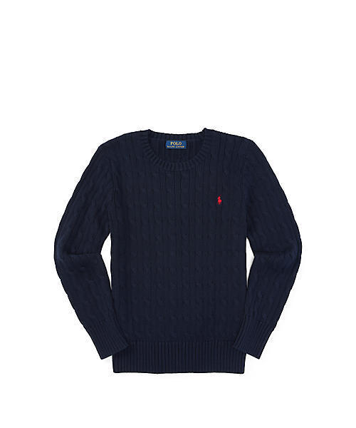 POLO RALPH LAUREN CHILDRENSWEAR(ポロ ラルフ ローレン チルドレンズウェア)の「ケーブルニット コットン セーター(ニット/セーター・キッズ・ネイビー/レッド・SMALL/LARGE/MEDIUM)」の3枚目の写真