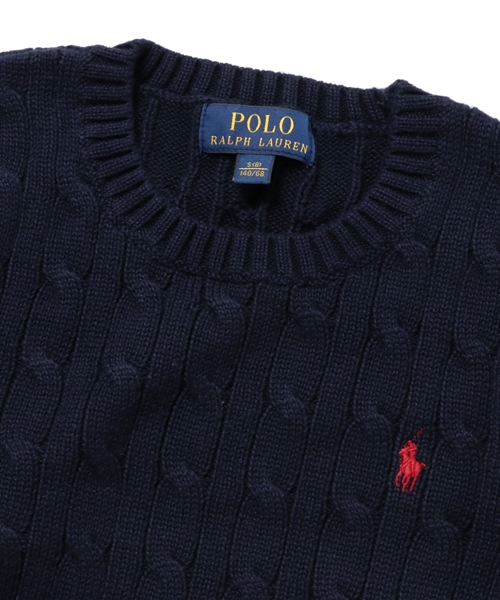 POLO RALPH LAUREN CHILDRENSWEAR(ポロ ラルフ ローレン チルドレンズウェア)の「ケーブルニット コットン セーター(ニット/セーター・キッズ・ネイビー/レッド・SMALL/LARGE/MEDIUM)」の4枚目の写真