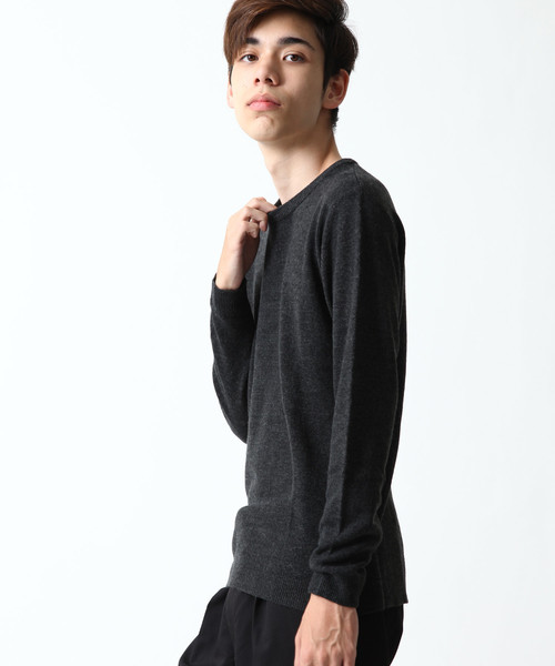 ZIP FIVE（ジップファイブ）の「【ZIP FIVE】抗ピリング加工カシミアタッチクルーネックセーター（ニット/セーター・メンズ・ブラック/ワイン/カーキ/アイボリー/ネイビー/ブルー系その他/ベージュ/モカ/マスタード/ブルーグレー/テラコッタ/チャコール/オフホワイト/杢グレー/ダークグリーン/レッド系その他/ピンク/ブラウン/ブラック系その他/ブルー/パープル・SMALL/X-LARGE/LARGE/MEDIUM）」の8枚目の写真