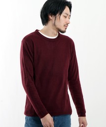 【ZIP FIVE】抗ピリング加工カシミアタッチクルーネックセーター