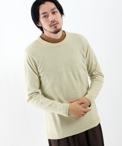 ZIP FIVE（ジップファイブ）の「【ZIP FIVE】抗ピリング加工カシミアタッチクルーネックセーター（ニット/セーター・メンズ・ブラック/ワイン/カーキ/アイボリー/ネイビー/ブルー系その他/ベージュ/モカ/マスタード/ブルーグレー/テラコッタ/チャコール/オフホワイト/杢グレー/ダークグリーン/レッド系その他/ピンク/ブラウン/ブラック系その他/ブルー/パープル・SMALL/X-LARGE/LARGE/MEDIUM）」の3枚目の写真