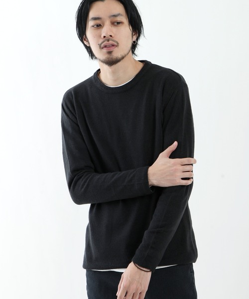 ZIP FIVE（ジップファイブ）の「【ZIP FIVE】抗ピリング加工カシミアタッチクルーネックセーター（ニット/セーター・メンズ・ブラック/ワイン/カーキ/アイボリー/ネイビー/ブルー系その他/ベージュ/モカ/マスタード/ブルーグレー/テラコッタ/チャコール/オフホワイト/杢グレー/ダークグリーン/レッド系その他/ピンク/ブラウン/ブラック系その他/ブルー/パープル・SMALL/X-LARGE/LARGE/MEDIUM）」の4枚目の写真