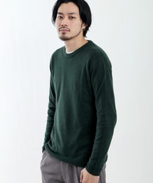 【ZIP FIVE】抗ピリング加工カシミアタッチクルーネックセーター