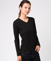 Honeys | テレコ素材ＶネックロングＴシャツ(Tシャツ/カットソー)