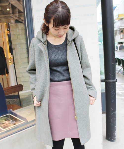 24AW✨　スローブイエナ フード中綿コート 軽量 ベルト Aライン　グレー ce017-72439-01b.jpg?basethum=225