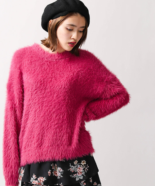 WEGO(ウィゴー)の「WEGO/フェザーニット(ニット/セーター・レディース・ブラック/オフホワイト/ピンク系その他/ターコイズブルー/ライトピンク/イエロー・FREE)」の5枚目の写真