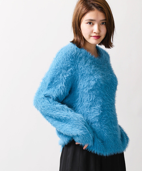WEGO(ウィゴー)の「WEGO/フェザーニット(ニット/セーター・レディース・ブラック/オフホワイト/ピンク系その他/ターコイズブルー/ライトピンク/イエロー・FREE)」の3枚目の写真