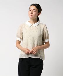 earth music&ecology | ・フラワープリントシャツ衿プルオーバー(シャツ/ブラウス)