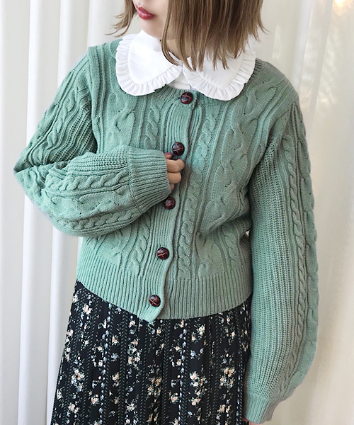 apres jour（アプレジュール）の「レトロ丸首ケーブルカーディガン【ZOZOTOWN限定アイテム】（カーディガン/ボレロ・レディース・ピンク/クリーム/ミント/ブラウン/ライトブラウン/ラベンダー・フリー）」の19枚目の写真